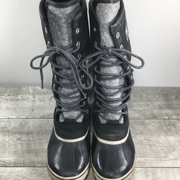 Sorel NL1619 Sorelli Waterproof Rain Leather Gray Lace Up Womens Boots Size 7 - Picture 4 of 11